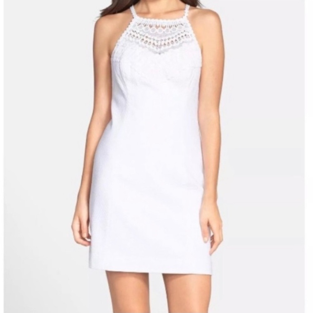 Lilly Pulitzer Pearl Lace Neck Shift Dress Sz 8